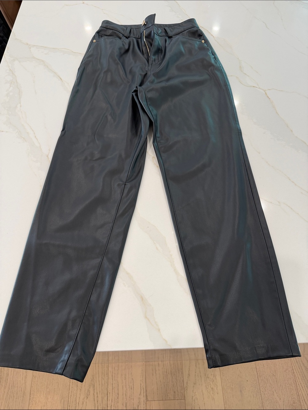 Zara Black Faux Leather Trousers size US 4